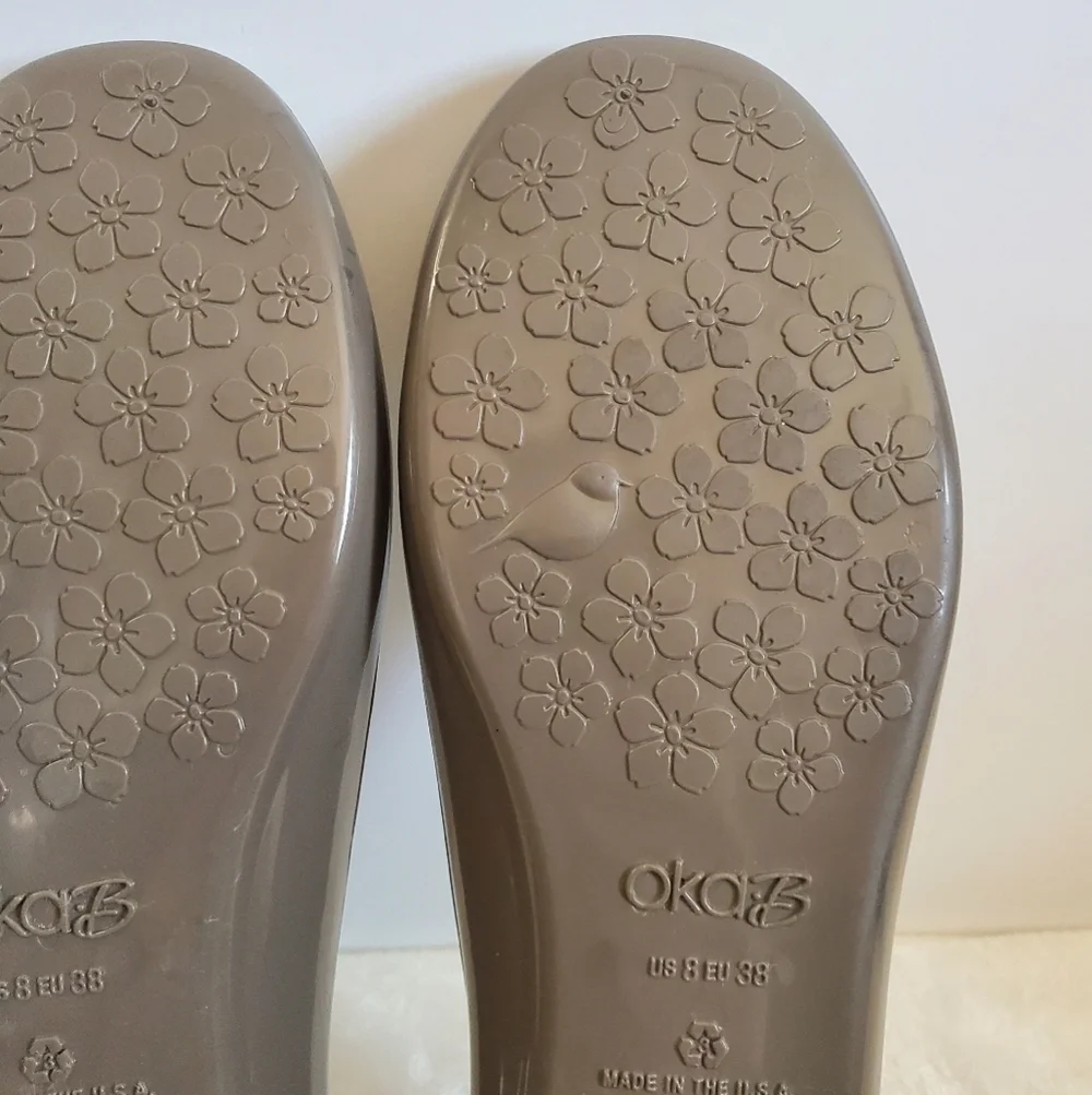 OKA B Taylor Gray Brown Jelly Rubber Ballet Slip On Flats Size US 8 EU 38